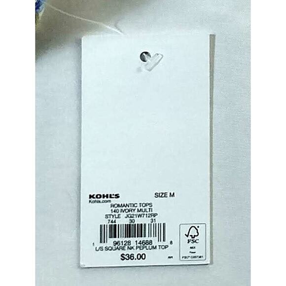 SO Goods For Life Blue Floral Ruched Peplum Waist Crop Top Size Medium NWT - Picture 8 of 8